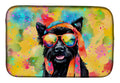 Scottish Terrier Hippie Dawg Dish Drying Mat Absorbent Dish Drying Mat Pad for Kitchen Counter Dish Drainer Mat for Countertop, 14 x 21", Multicolor