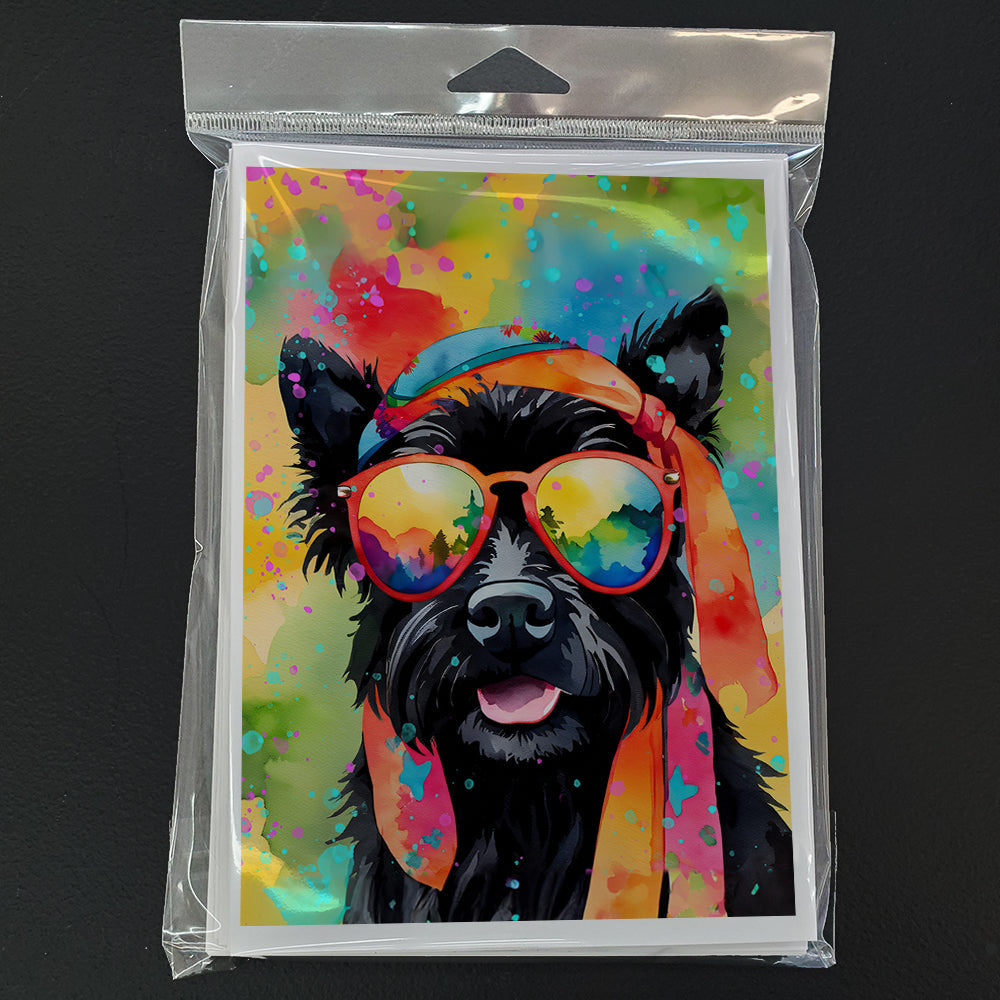 Scottish Terrier Hippie Dawg Greeting Cards Pack of 8 Blank Cards with Envelopes Whimsical A7 Size 5x7