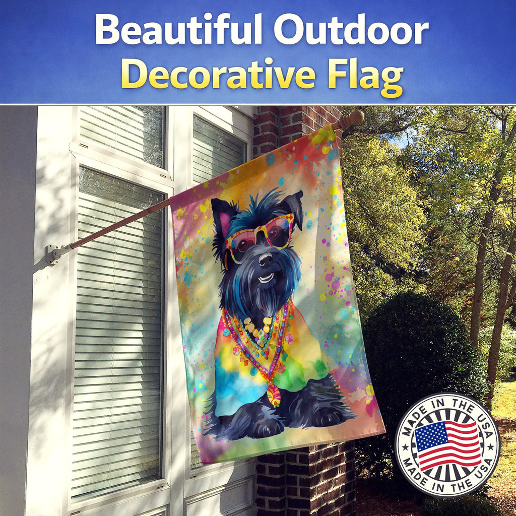 Scottish Terrier Hippie Dawg House Flag 28x40 Porch Sleeve Pole Decorative Outside Yard Banner Artwork Wall Hanging, Polyester
