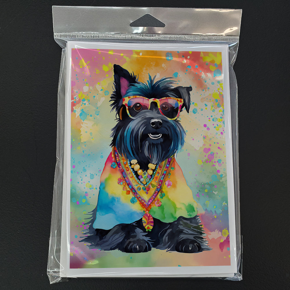Scottish Terrier Hippie Dawg Greeting Cards Pack of 8 Blank Cards with Envelopes Whimsical A7 Size 5x7