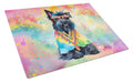 Scottish Terrier Hippie Dawg Cutting Board Tempered Glass Kitchen Cutting Surface, Heat Resistant Chopping, Non-Slip Feet, Food Prep & Serving