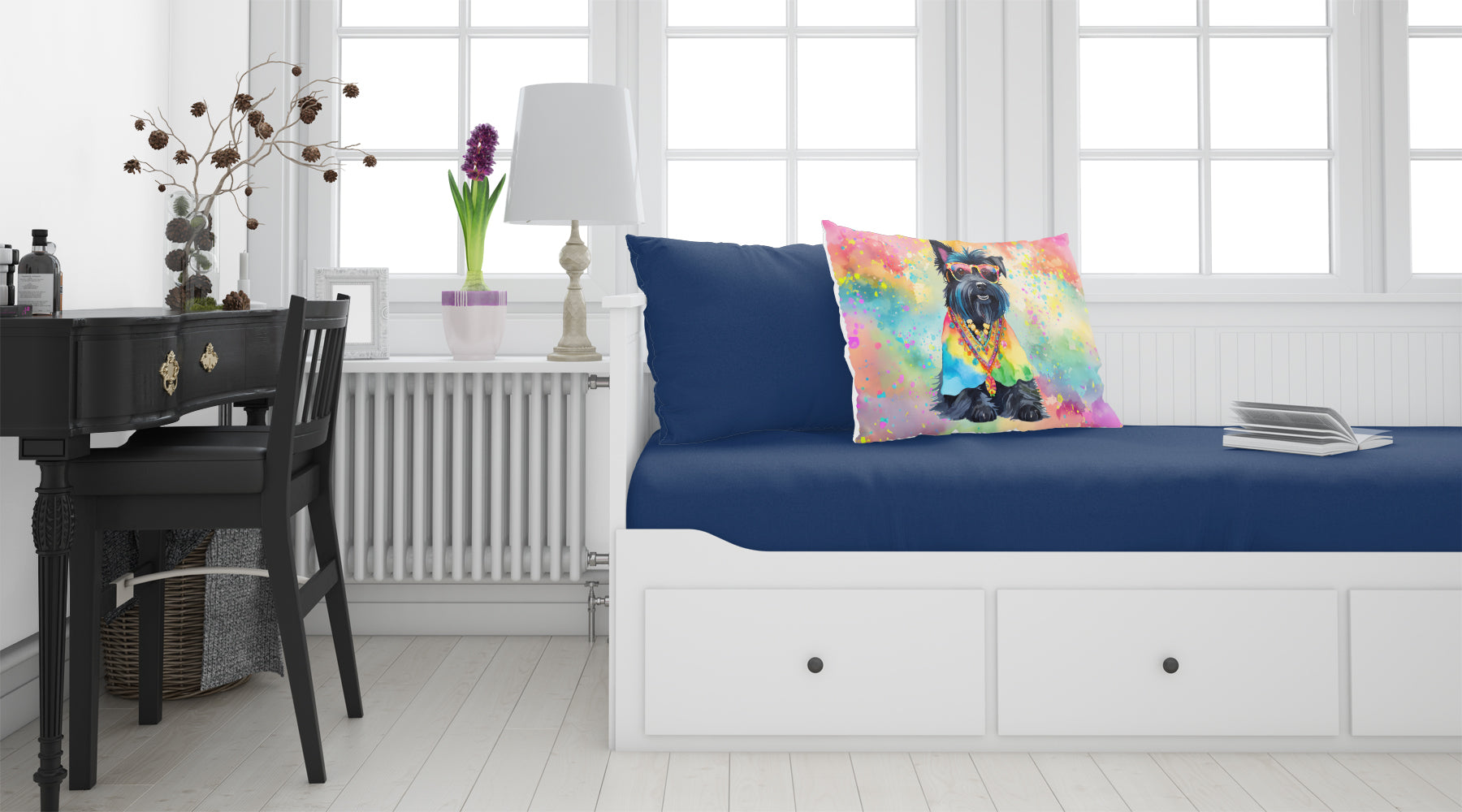 Scottish Terrier Hippie Dawg Standard Pillowcase Lightweight Super Soft Easy Care Decorative Artwork Pillowcase, Standard
