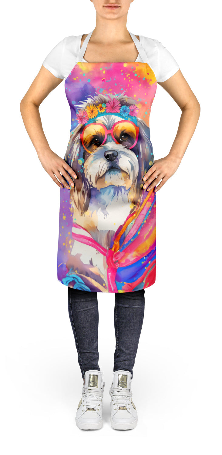 Shih Tzu Hippie Dawg Apron Cooking Kitchen Server Baking Crafts Gardening for Adult Women Men, Unisex, Large, Multicolor