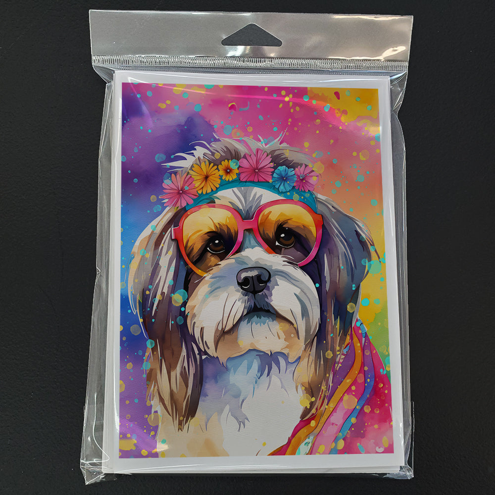 Shih Tzu Hippie Dawg Greeting Cards Pack of 8 Blank Cards with Envelopes Whimsical A7 Size 5x7