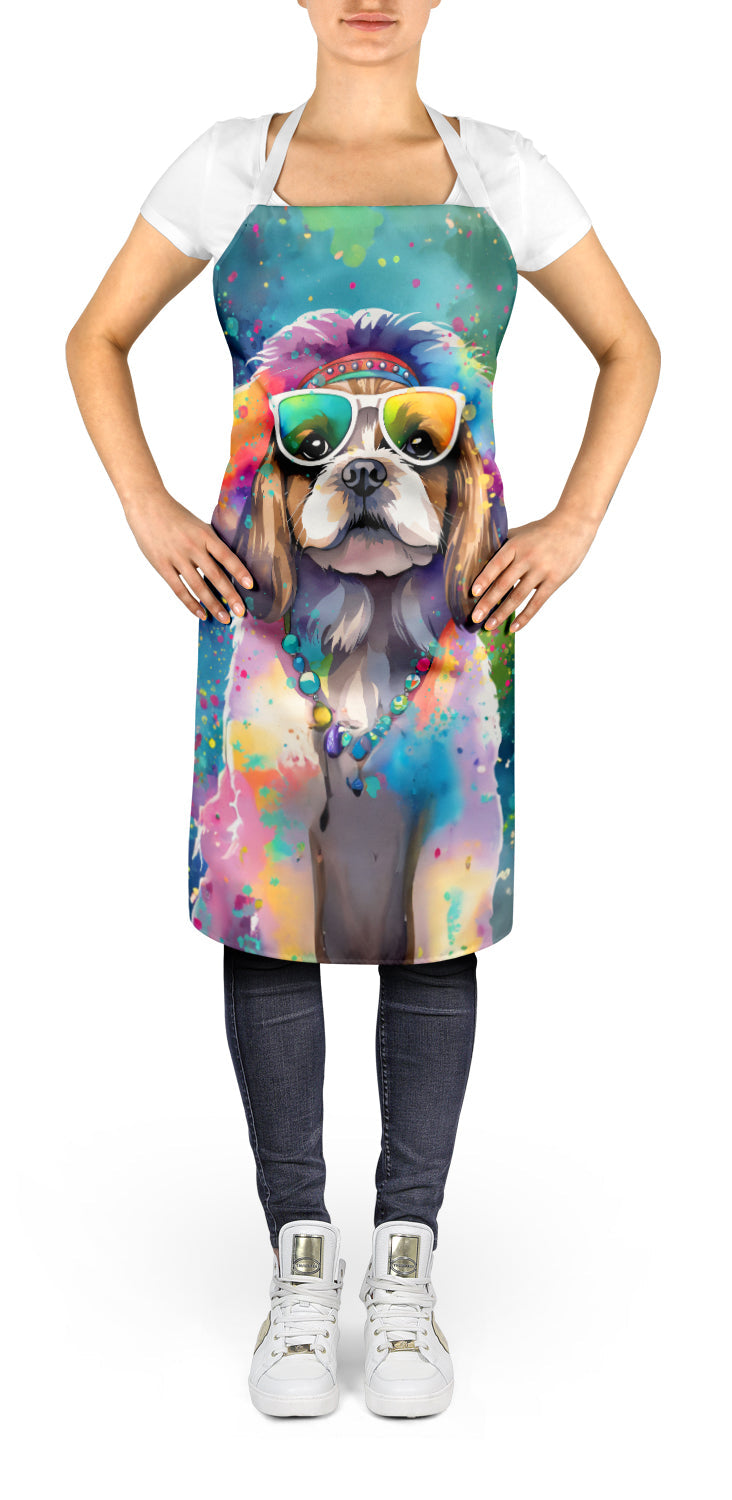 Shih Tzu Hippie Dawg Apron Cooking Kitchen Server Baking Crafts Gardening for Adult Women Men, Unisex, Large, Multicolor