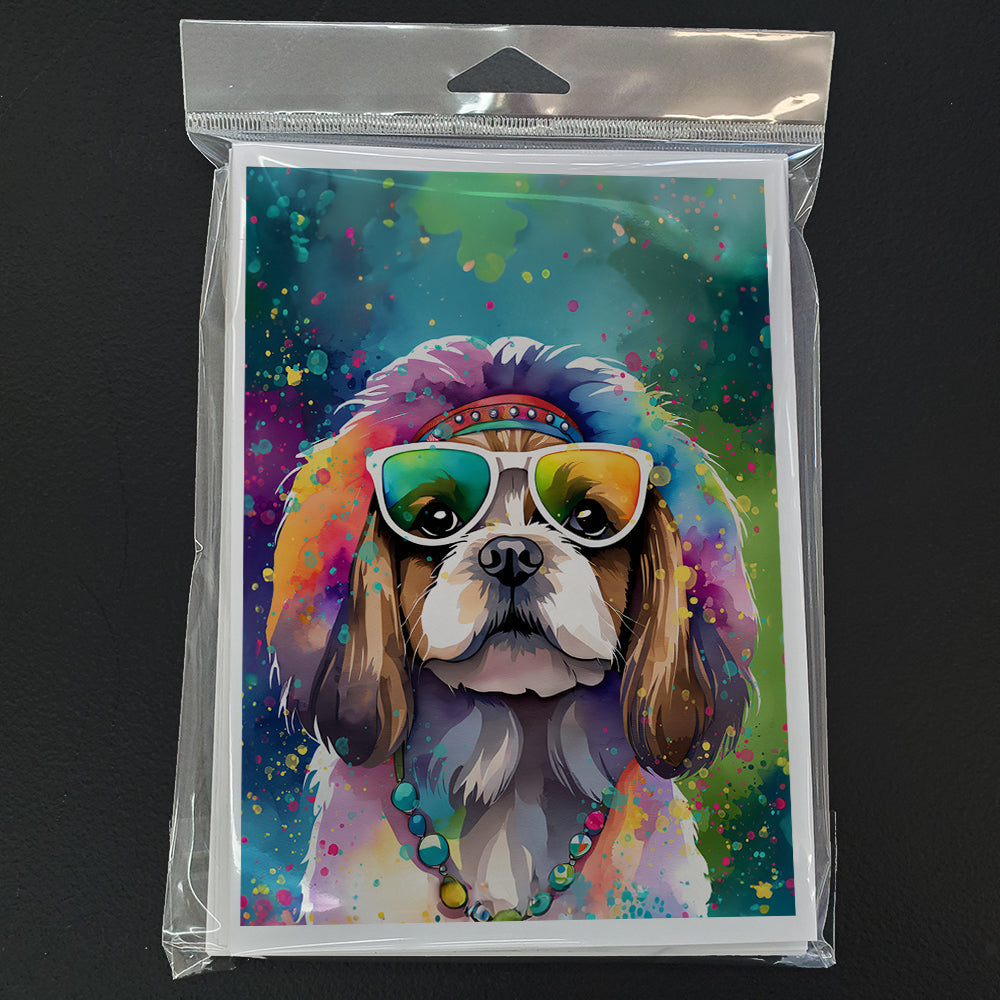 Shih Tzu Hippie Dawg Greeting Cards Pack of 8 Blank Cards with Envelopes Whimsical A7 Size 5x7