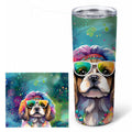 Shih Tzu Hippie Dawg Stainless Steel Skinny Tumbler 20 oz Vacuum Double Walled Reusable Insulated Travel Cup
