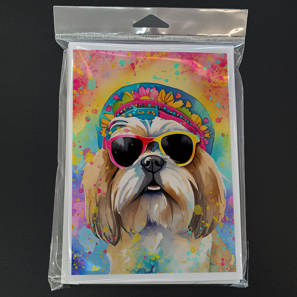 Shih Tzu Hippie Dawg Greeting Cards Pack of 8 Blank Cards with Envelopes Whimsical A7 Size 5x7