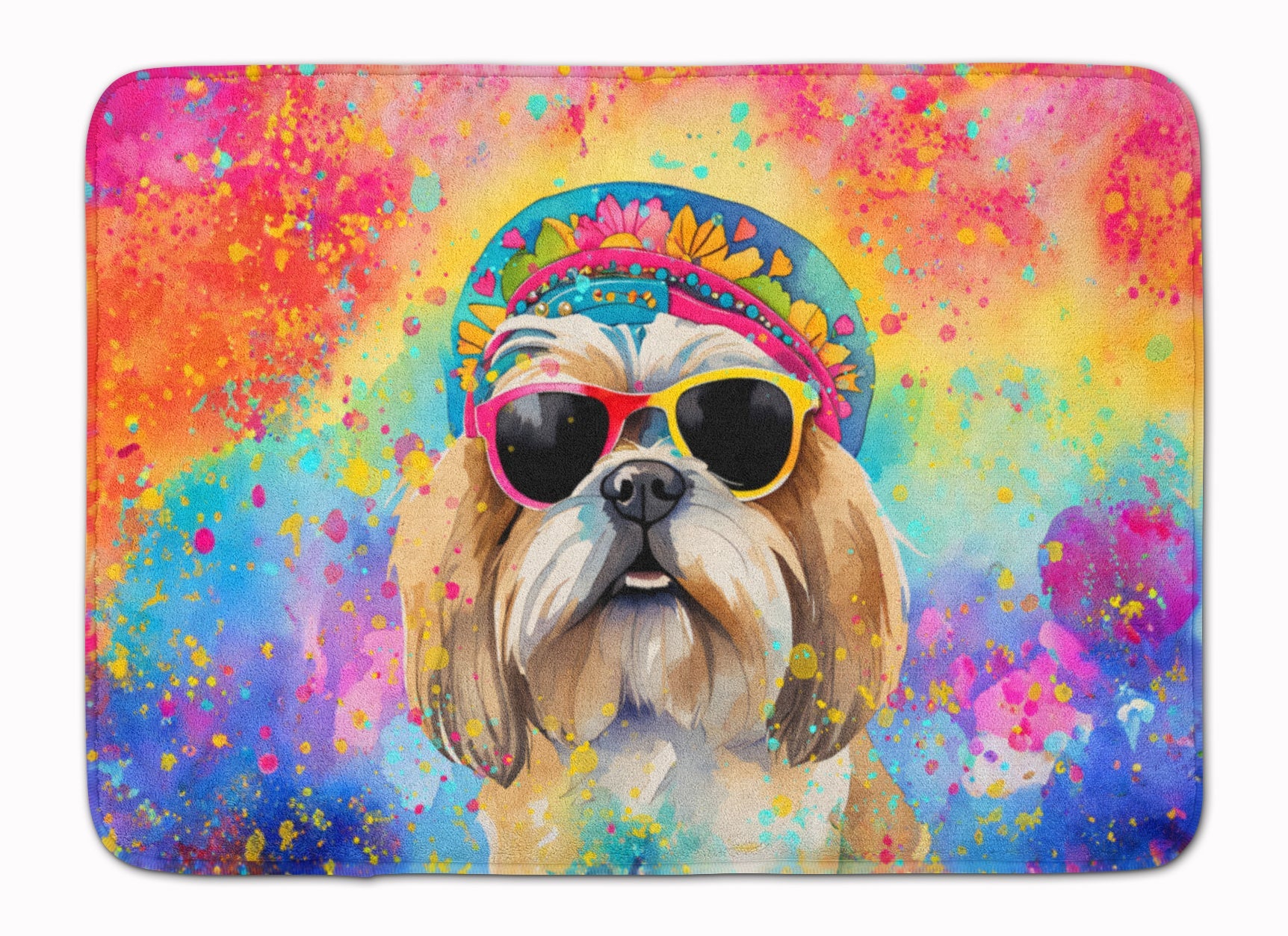 Shih Tzu Hippie Dawg Memory Foam Kitchen Mat Machine Washable Anti-Fatigue Cushion Comfort Bath or Kitchen Rug
