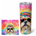 Shih Tzu Hippie Dawg Stainless Steel Skinny Tumbler 20 oz Vacuum Double Walled Reusable Insulated Travel Cup