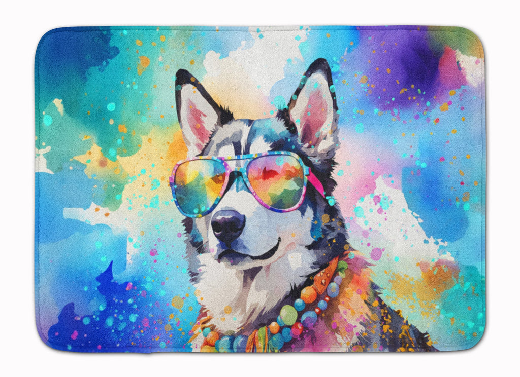 Siberian Husky Hippie Dawg Memory Foam Kitchen Mat Machine Washable Anti-Fatigue Cushion Comfort Bath or Kitchen Rug