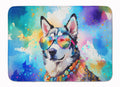 Siberian Husky Hippie Dawg Memory Foam Kitchen Mat Machine Washable Anti-Fatigue Cushion Comfort Bath or Kitchen Rug