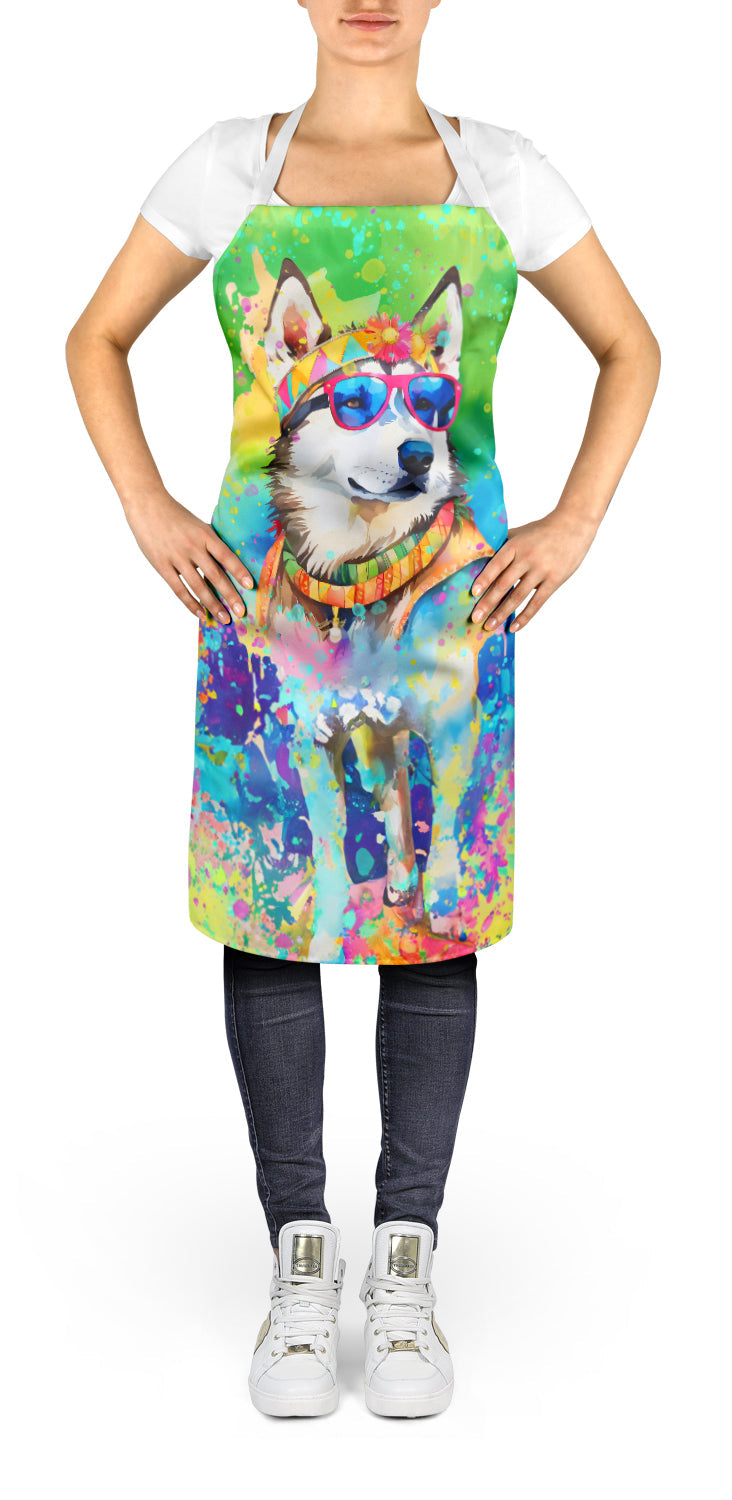 Siberian Husky Hippie Dawg Apron Cooking Kitchen Server Baking Crafts Gardening for Adult Women Men, Unisex, Large, Multicolor