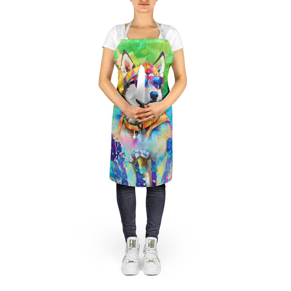 Siberian Husky Hippie Dawg Apron Cooking Kitchen Server Baking Crafts Gardening for Adult Women Men, Unisex, Large, Multicolor