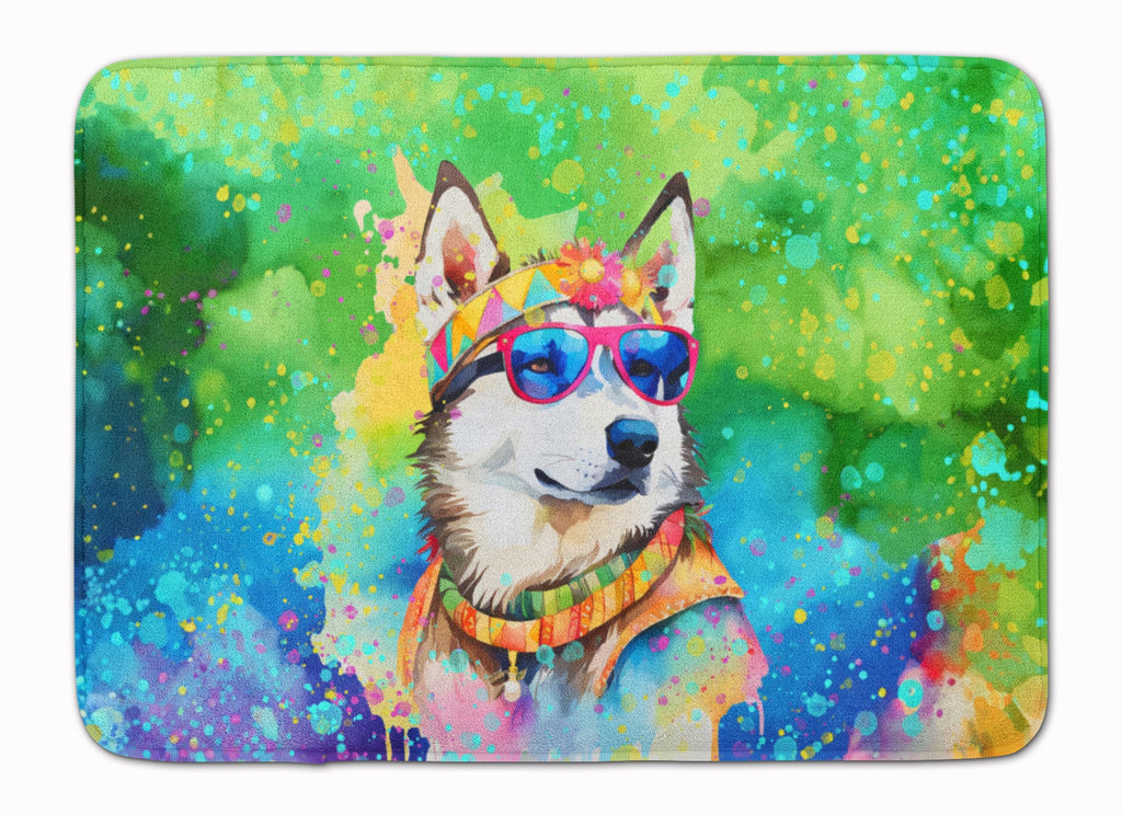 Siberian Husky Hippie Dawg Memory Foam Kitchen Mat Machine Washable Anti-Fatigue Cushion Comfort Bath or Kitchen Rug