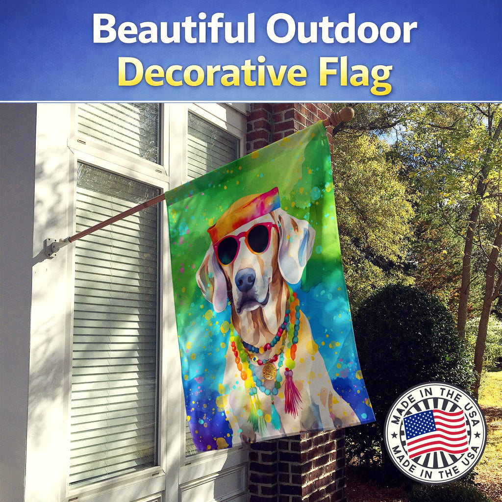 Weimaraner Hippie Dawg House Flag 28x40 Porch Sleeve Pole Decorative Outside Yard Banner Artwork Wall Hanging, Polyester