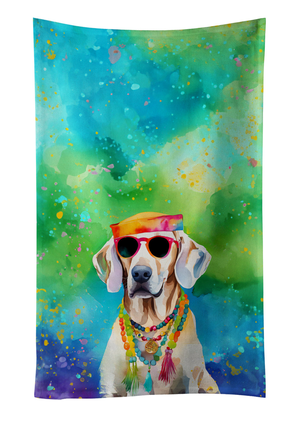 Weimaraner Hippie Dawg Kitchen Towel Velour Plush Front and Cotton Loop Back Machine Washable