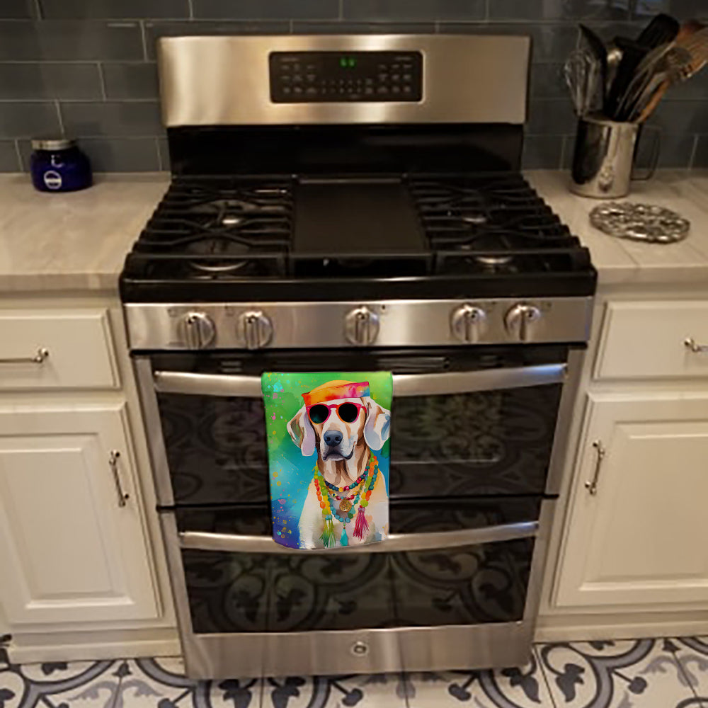 Weimaraner Hippie Dawg Kitchen Towel Velour Plush Front and Cotton Loop Back Machine Washable