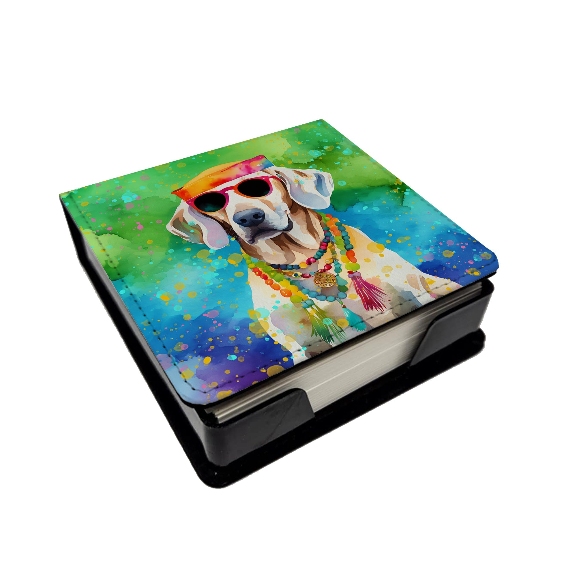 Weimaraner Hippie Dawg PU Leather Note Paper Holder with Artist-Designed Cover, Desk Accessory, Office Gift
