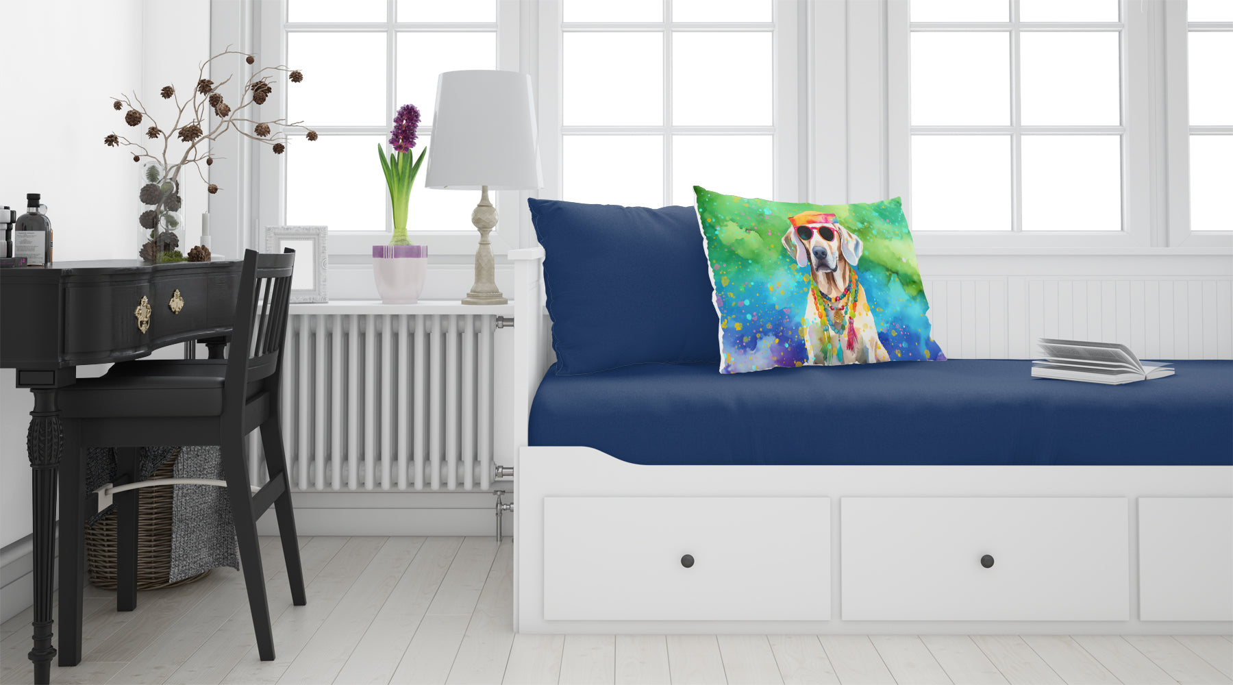 Weimaraner Hippie Dawg Standard Pillowcase Lightweight Super Soft Easy Care Decorative Artwork Pillowcase, Standard