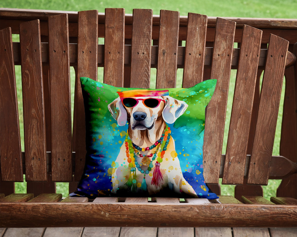 Weimaraner Hippie Dawg Decorative Throw Pillow 14x14 Indoor Outdoor Accent Cushion, Fabric Cover with Insert for Sofa, Bed, Porch & Living Room