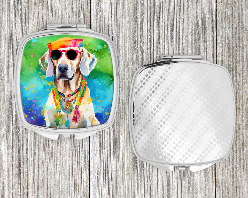 Weimaraner Hippie Dawg Compact Mirror Decorative Travel Makeup Mirror for Women Girls Gifts Pocket Makeup Mirror Folding Handheld