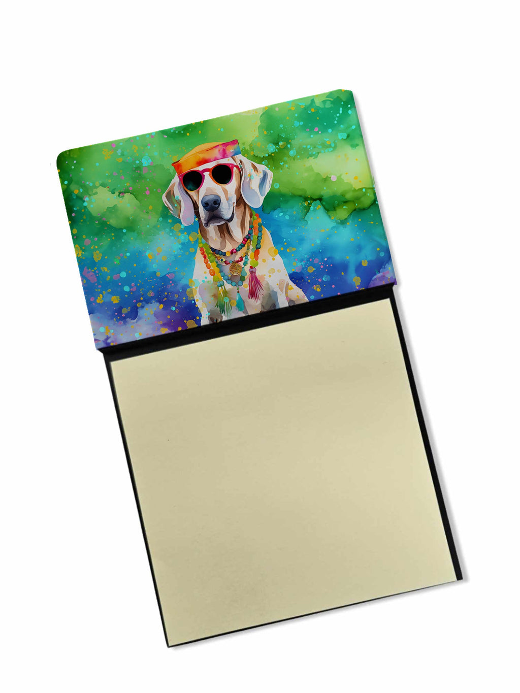 Weimaraner Hippie Dawg Watercolor Sticky Note Holder Refillable Dispenser Desk Accessory 3x3 Pad Gift