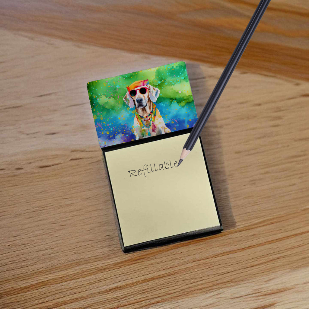 Weimaraner Hippie Dawg Watercolor Sticky Note Holder Refillable Dispenser Desk Accessory 3x3 Pad Gift