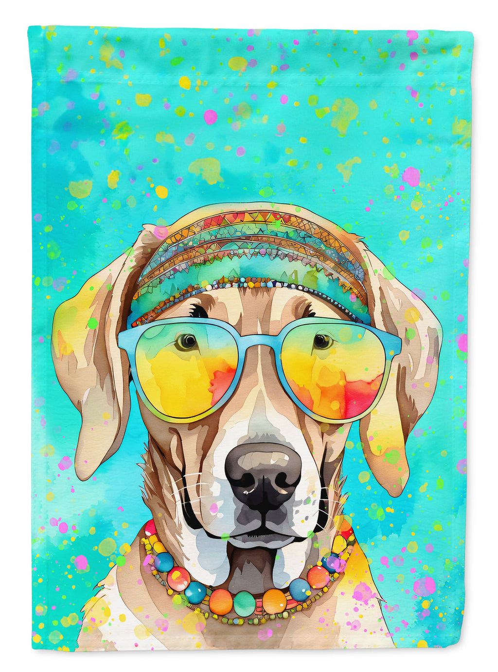 Weimaraner Hippie Dawg House Flag 28x40 Porch Sleeve Pole Decorative Outside Yard Banner Artwork Wall Hanging, Polyester