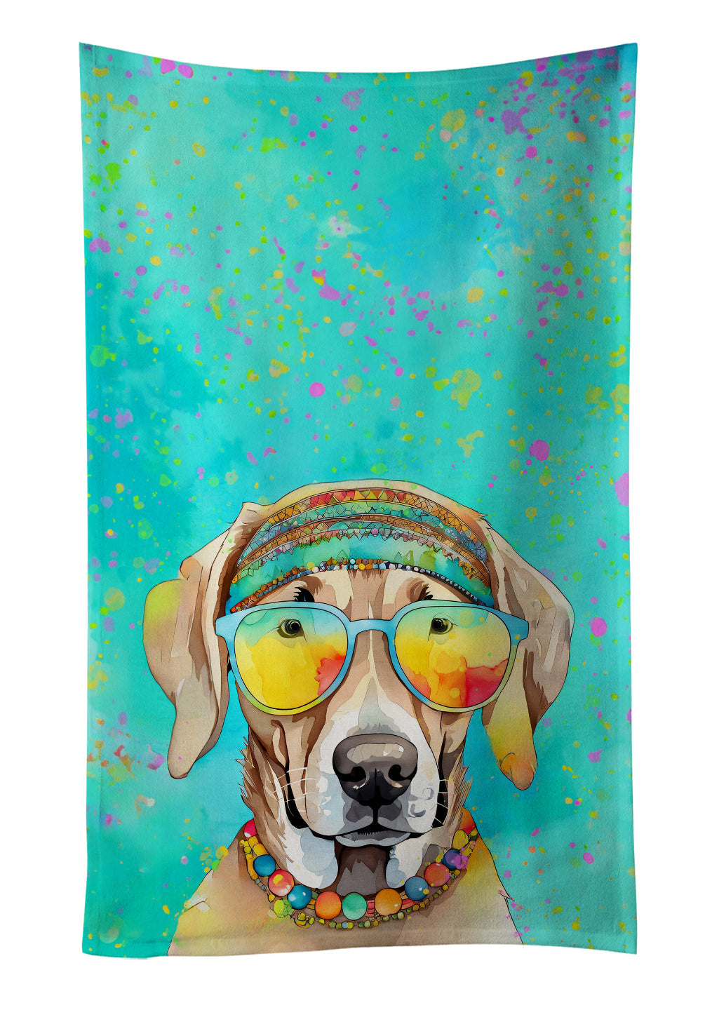 Weimaraner Hippie Dawg Kitchen Towel Velour Plush Front and Cotton Loop Back Machine Washable
