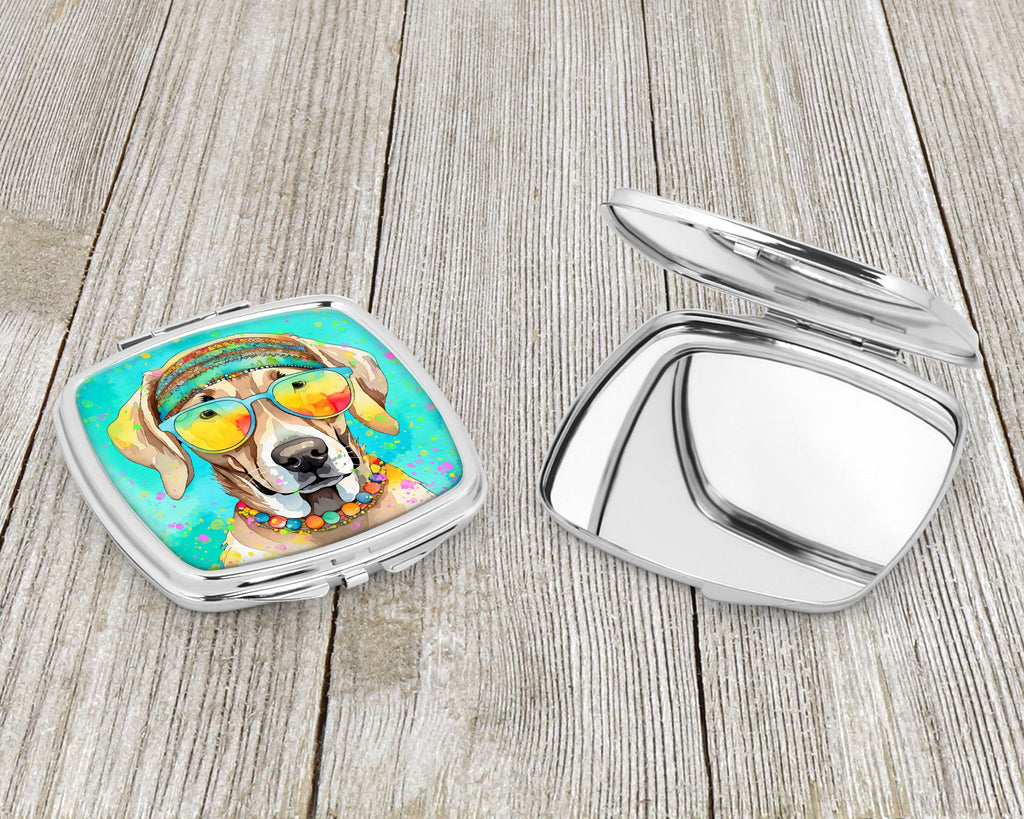 Weimaraner Hippie Dawg Compact Mirror Decorative Travel Makeup Mirror for Women Girls Gifts Pocket Makeup Mirror Folding Handheld