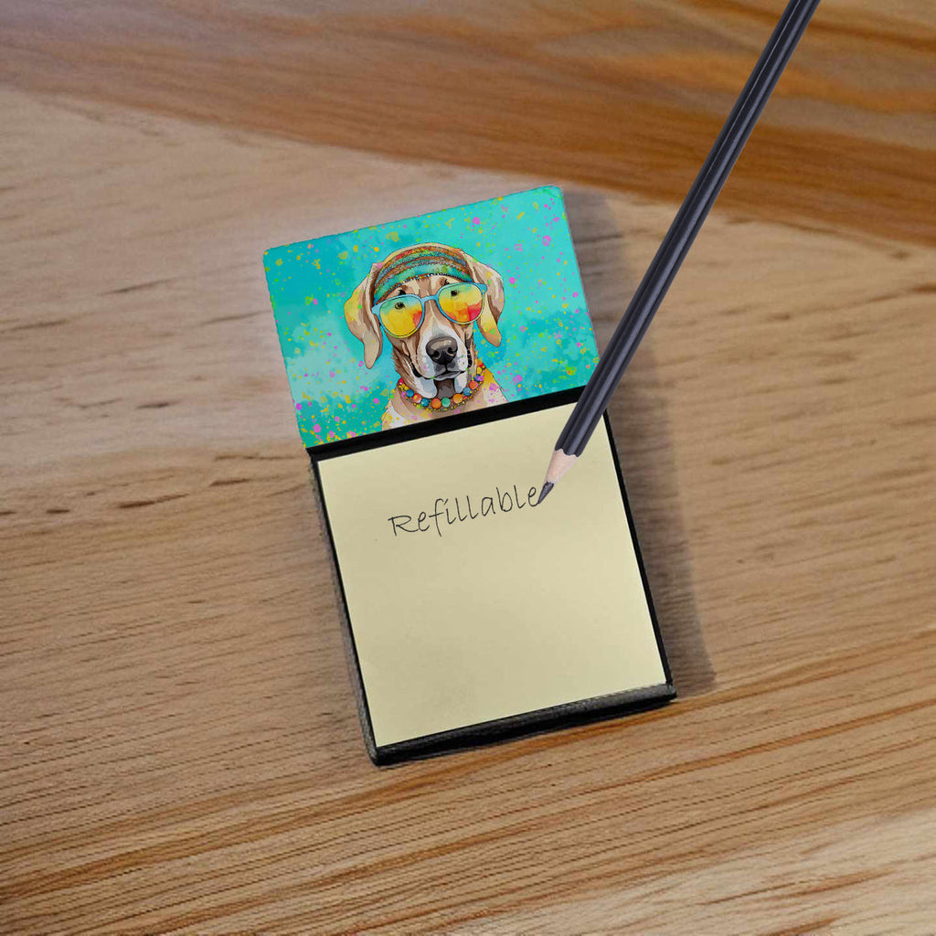Weimaraner Hippie Dawg Watercolor Sticky Note Holder Refillable Dispenser Desk Accessory 3x3 Pad Gift