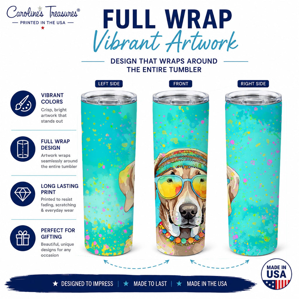 Weimaraner Hippie Dawg Stainless Steel Skinny Tumbler 20 oz Vacuum Double Walled Reusable Insulated Travel Cup