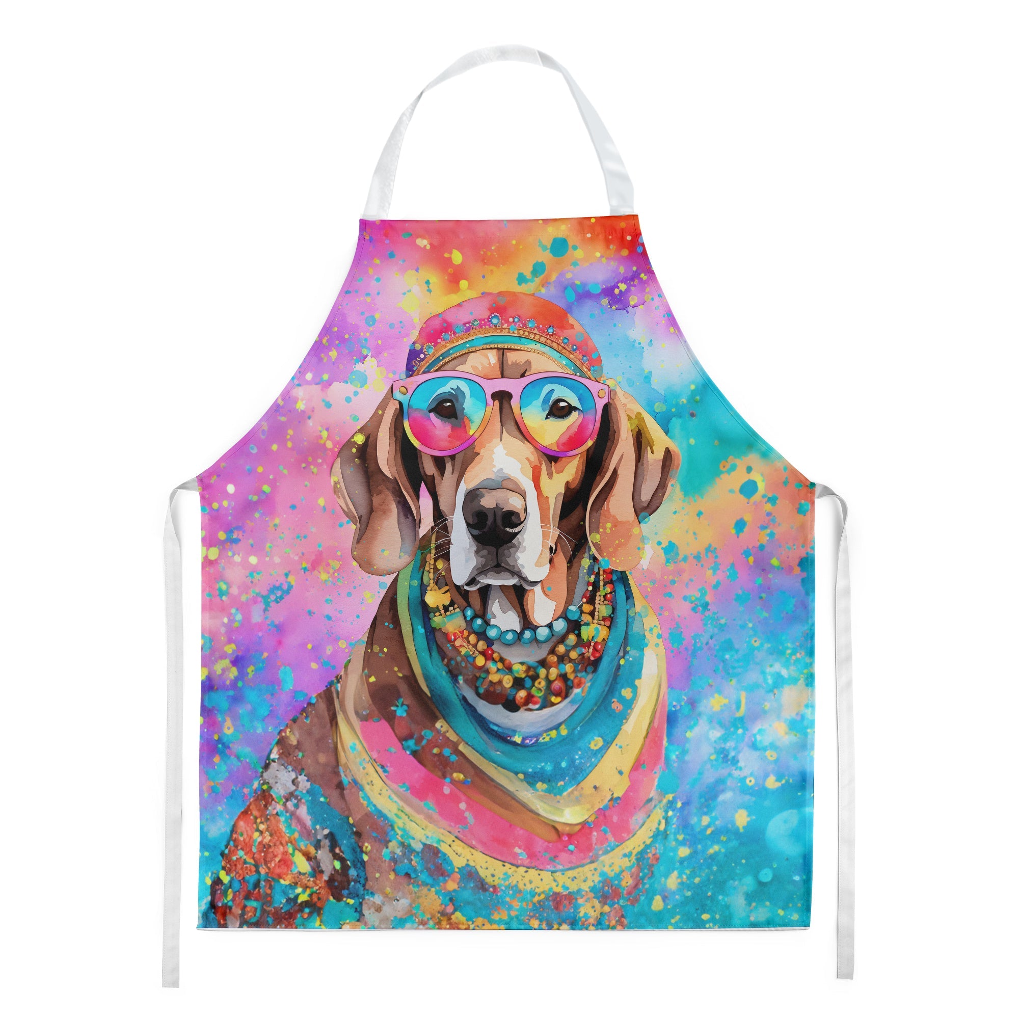 Weimaraner Hippie Dawg Apron Cooking Kitchen Server Baking Crafts Gardening for Adult Women Men, Unisex, Large, Multicolor