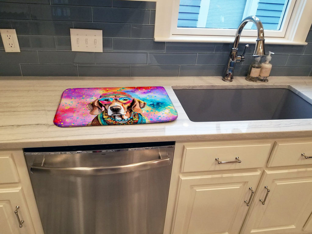 Weimaraner Hippie Dawg Dish Drying Mat Absorbent Dish Drying Mat Pad for Kitchen Counter Dish Drainer Mat for Countertop, 14 x 21", Multicolor