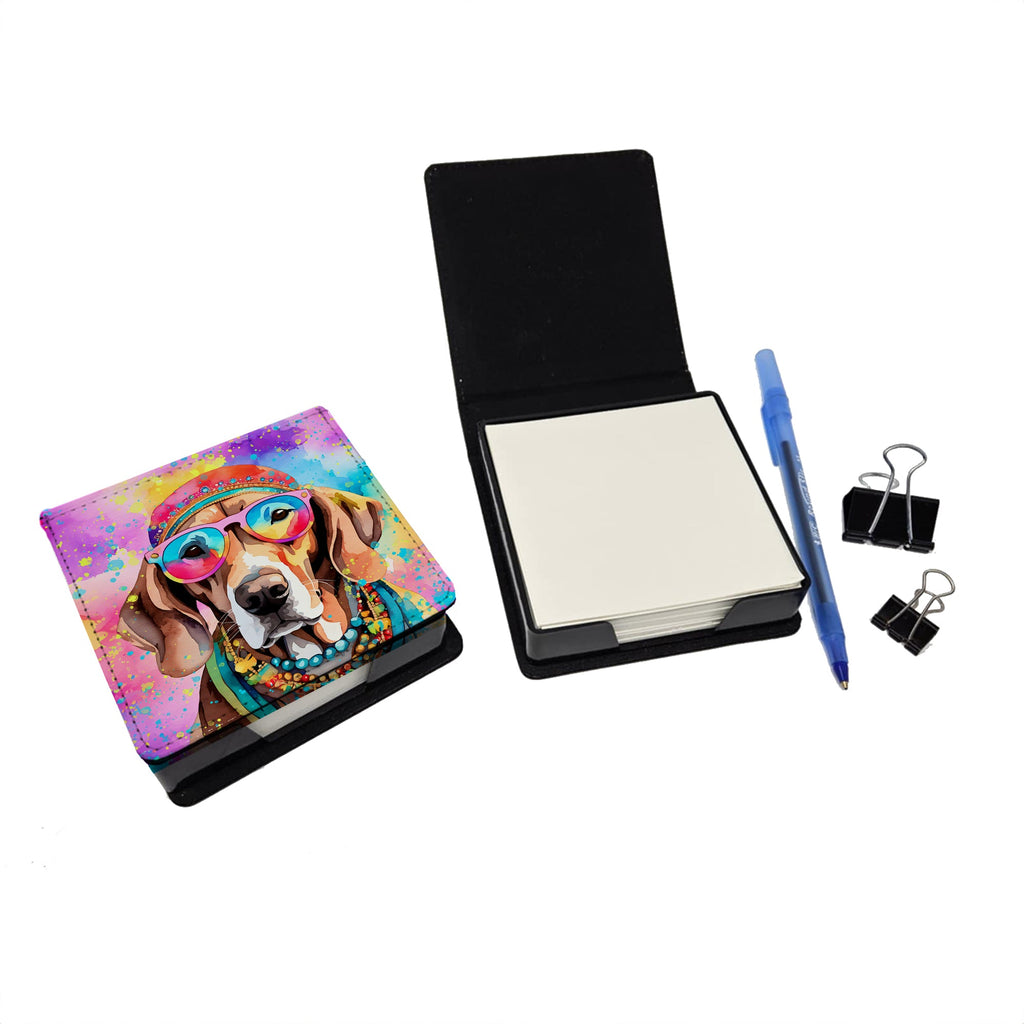 Weimaraner Hippie Dawg PU Leather Note Paper Holder with Artist-Designed Cover, Desk Accessory, Office Gift