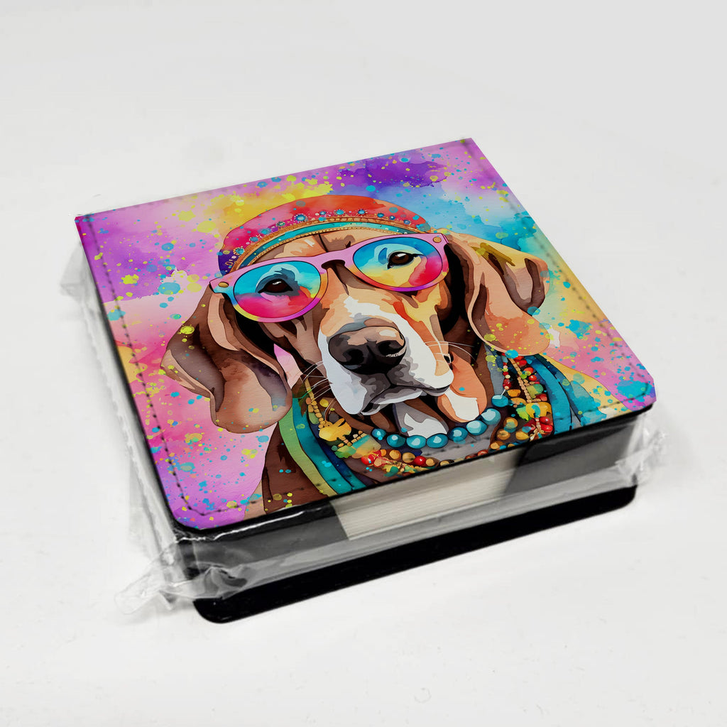 Weimaraner Hippie Dawg PU Leather Note Paper Holder with Artist-Designed Cover, Desk Accessory, Office Gift