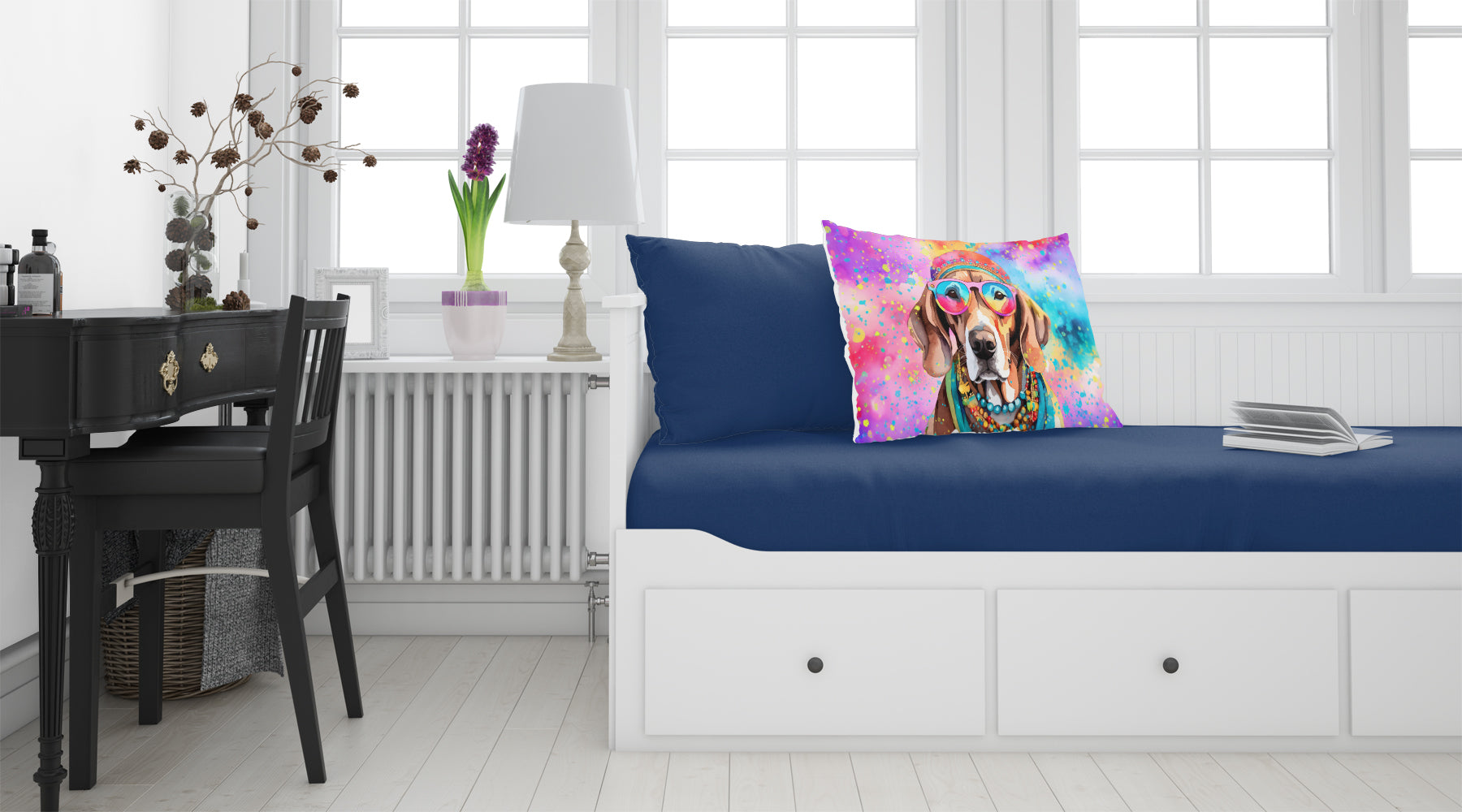 Weimaraner Hippie Dawg Standard Pillowcase Lightweight Super Soft Easy Care Decorative Artwork Pillowcase, Standard