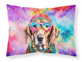 Weimaraner Hippie Dawg Standard Pillowcase Lightweight Super Soft Easy Care Decorative Artwork Pillowcase, Standard