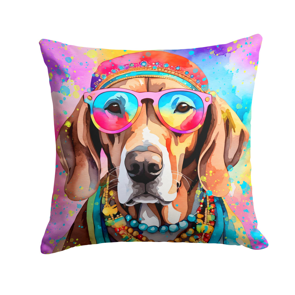 Weimaraner Hippie Dawg Decorative Throw Pillow 14x14 Indoor Outdoor Accent Cushion, Fabric Cover with Insert for Sofa, Bed, Porch & Living Room