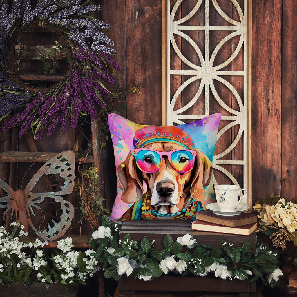Weimaraner Hippie Dawg Decorative Throw Pillow 14x14 Indoor Outdoor Accent Cushion, Fabric Cover with Insert for Sofa, Bed, Porch & Living Room