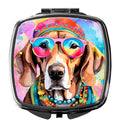 Weimaraner Hippie Dawg Compact Mirror Decorative Travel Makeup Mirror for Women Girls Gifts Pocket Makeup Mirror Folding Handheld