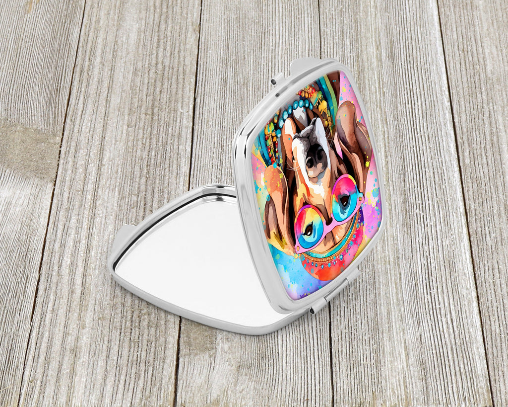Weimaraner Hippie Dawg Compact Mirror Decorative Travel Makeup Mirror for Women Girls Gifts Pocket Makeup Mirror Folding Handheld
