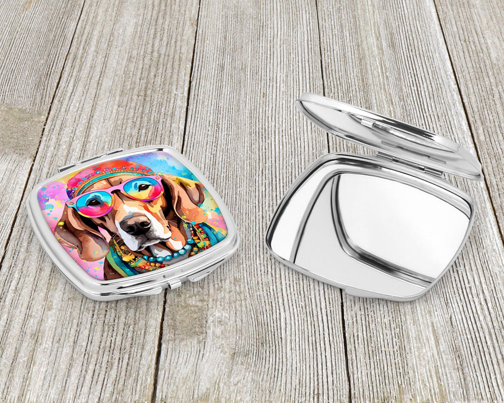 Weimaraner Hippie Dawg Compact Mirror Decorative Travel Makeup Mirror for Women Girls Gifts Pocket Makeup Mirror Folding Handheld