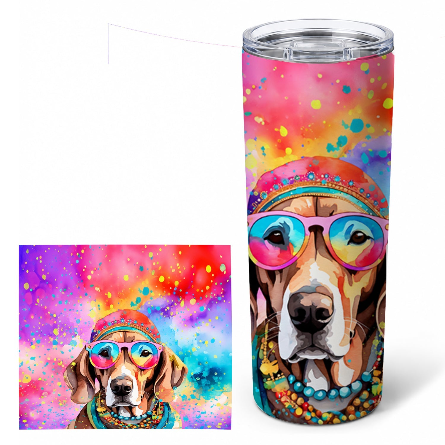 Weimaraner Hippie Dawg Stainless Steel Skinny Tumbler 20 oz Vacuum Double Walled Reusable Insulated Travel Cup