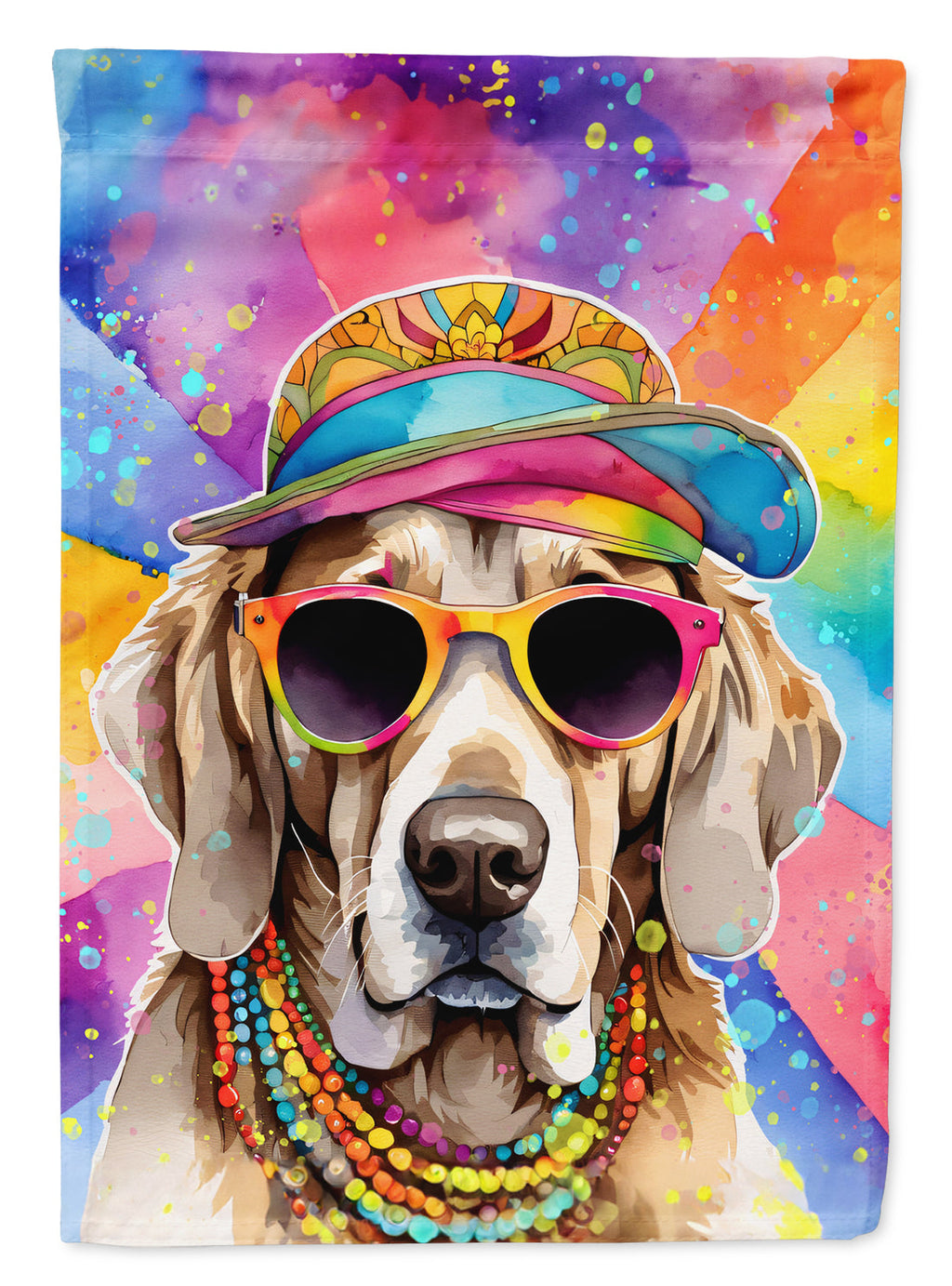 Weimaraner Hippie Dawg House Flag 28x40 Porch Sleeve Pole Decorative Outside Yard Banner Artwork Wall Hanging, Polyester