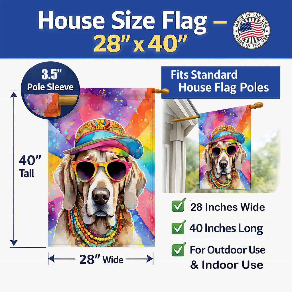 Weimaraner Hippie Dawg House Flag 28x40 Porch Sleeve Pole Decorative Outside Yard Banner Artwork Wall Hanging, Polyester