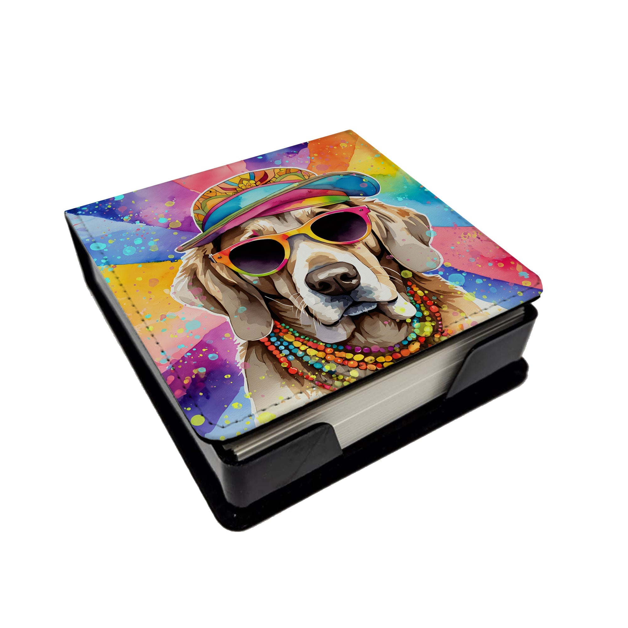 Weimaraner Hippie Dawg PU Leather Note Paper Holder with Artist-Designed Cover, Desk Accessory, Office Gift