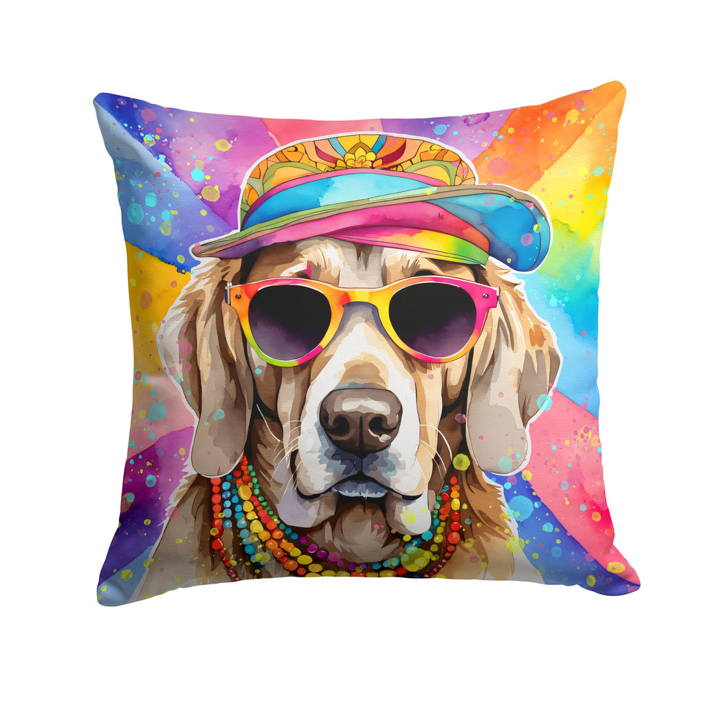 Weimaraner Hippie Dawg Decorative Throw Pillow 14x14 Indoor Outdoor Accent Cushion, Fabric Cover with Insert for Sofa, Bed, Porch & Living Room