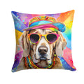 Weimaraner Hippie Dawg Decorative Throw Pillow 14x14 Indoor Outdoor Accent Cushion, Fabric Cover with Insert for Sofa, Bed, Porch & Living Room